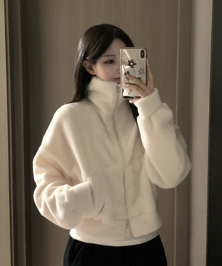 ミンクハイネックファージップアップ IVORY