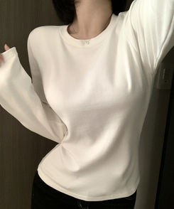 【起毛】ラウンドスリムフィット長袖Tシャツ(6color) IVORY