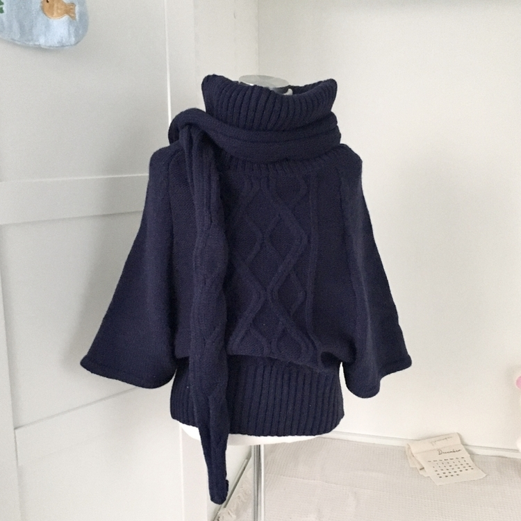 윈터 달빛천사 꽈배기 빈티지 대장 모리걸 판초 터틀넥 케이프 망토 니트 목도리