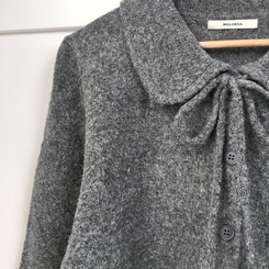 아이시 리본폼폼 솜뭉 긴팔 카라 니트 가디건