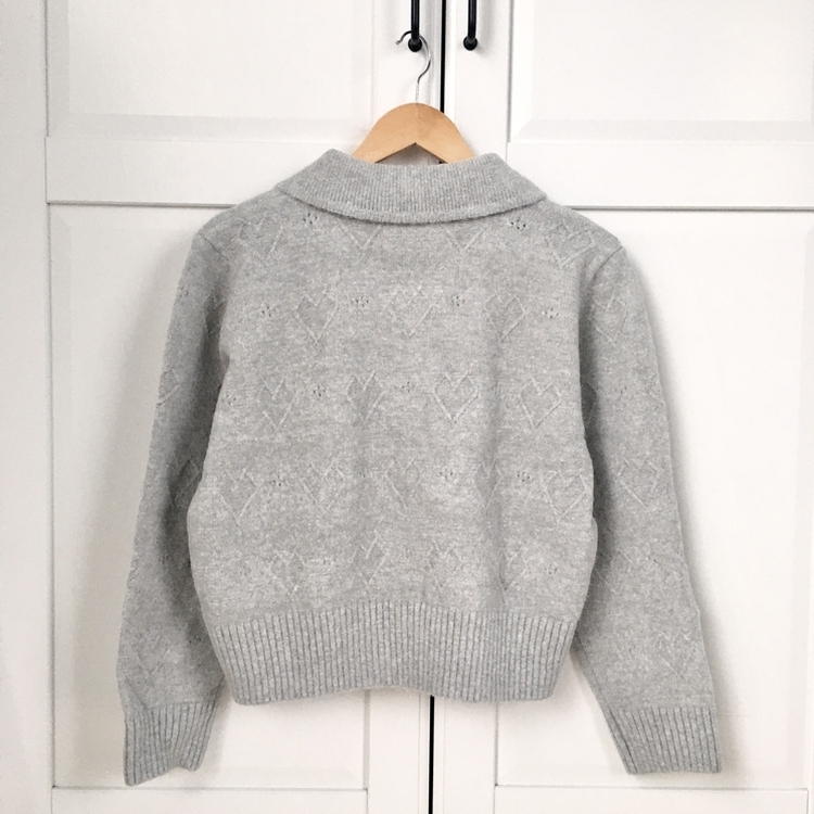 아이시 리본폼폼 솜뭉 긴팔 카라 니트 가디건