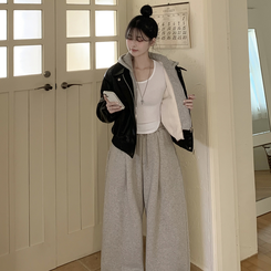 レイヤードフードレザーフードジャンパー BLACK