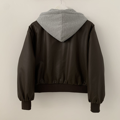 レイヤードフードレザーフードジャンパー