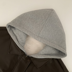 レイヤードフードレザーフードジャンパー