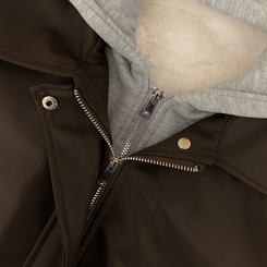 レイヤードフードレザーフードジャンパー