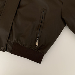 レイヤードフードレザーフードジャンパー