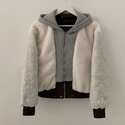 レイヤードフードレザーフードジャンパー