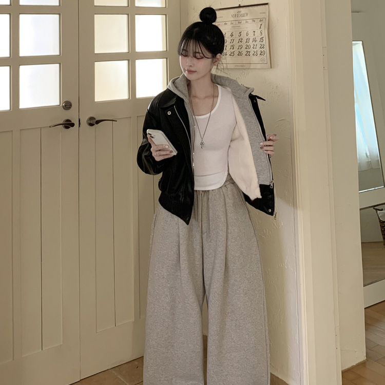 レイヤードフードレザーフードジャンパー BLACK