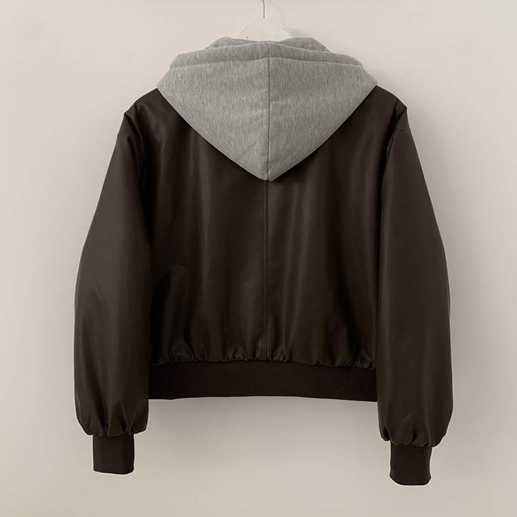 レイヤードフードレザーフードジャンパー