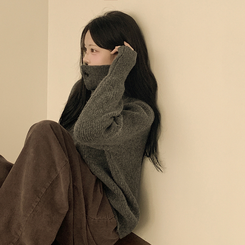 タートルネックハンドウォーマーニット GREY