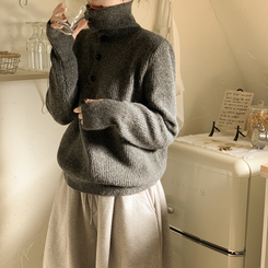 タートルネックハンドウォーマーニット GREY