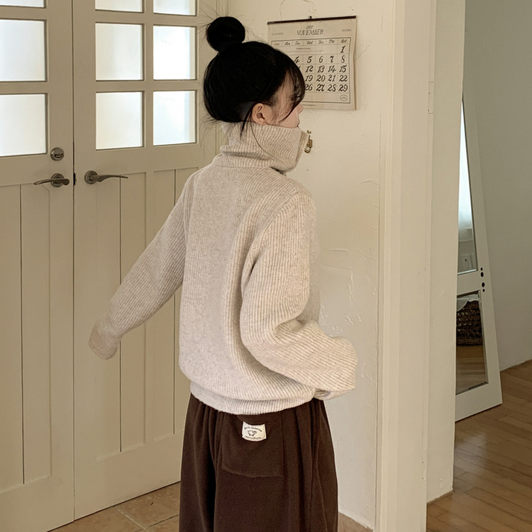 タートルネックハンドウォーマーニット IVORY