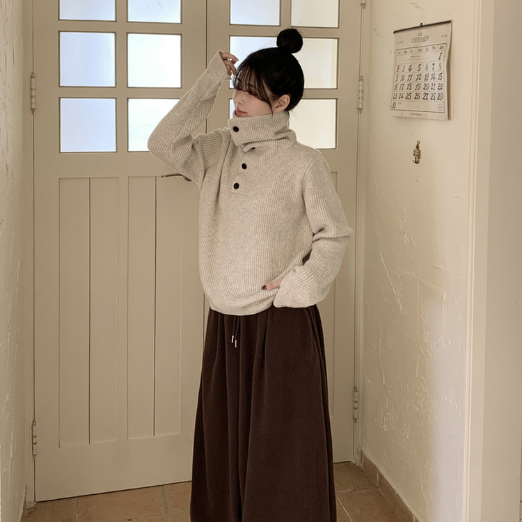 タートルネックハンドウォーマーニット IVORY