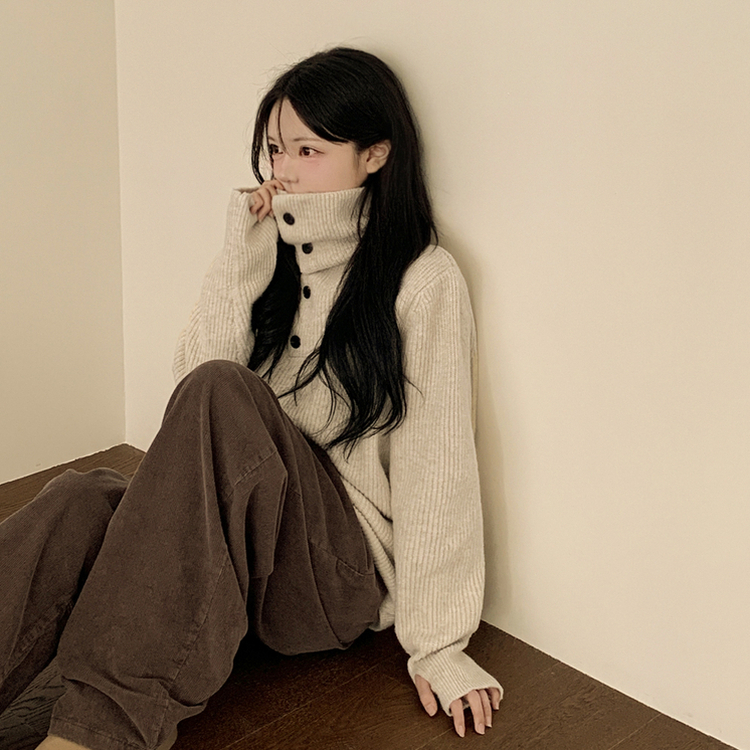 タートルネックハンドウォーマーニット IVORY