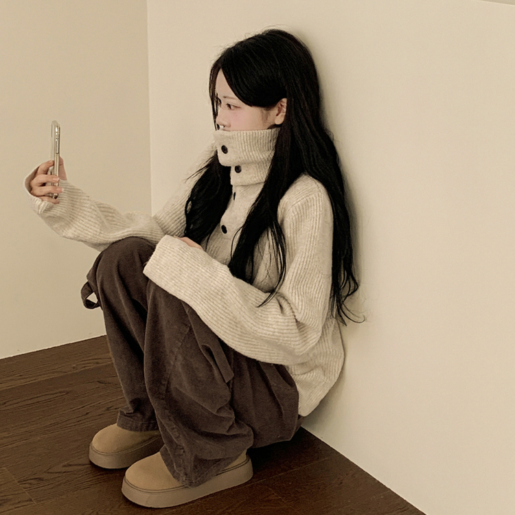 タートルネックハンドウォーマーニット IVORY