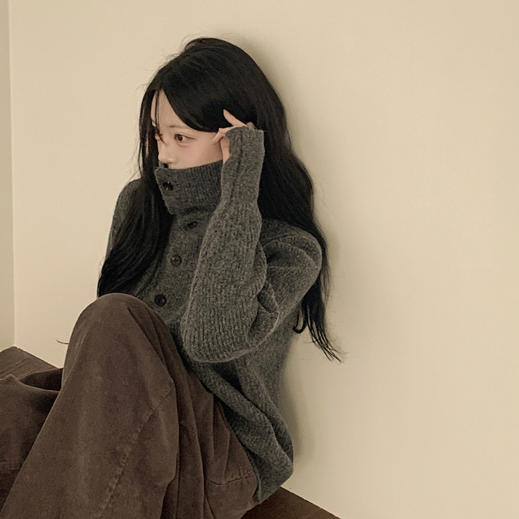 タートルネックハンドウォーマーニット GREY