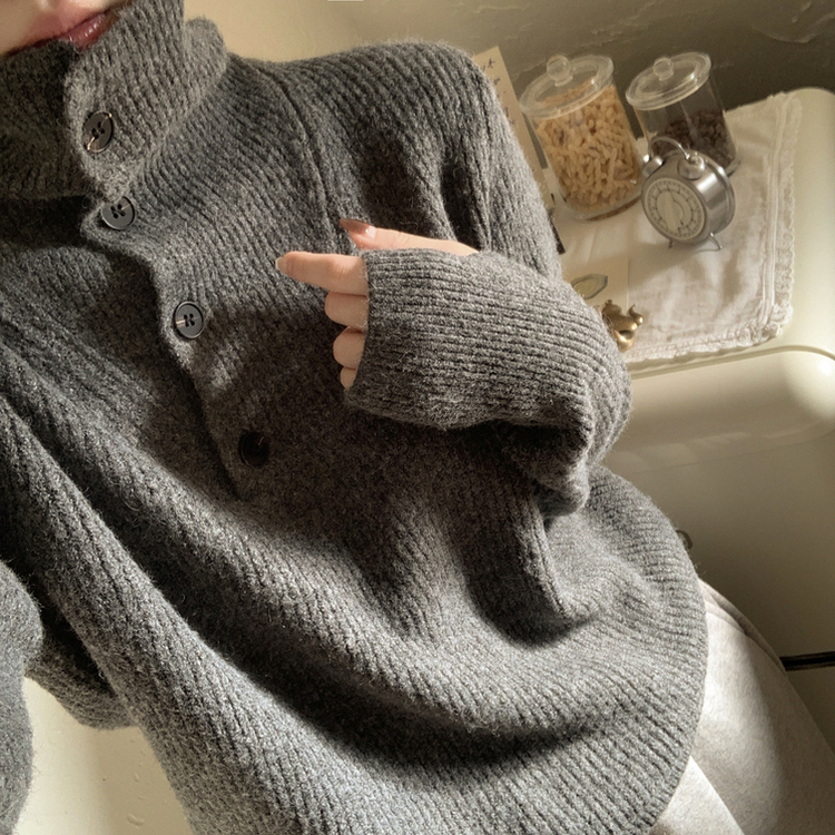 タートルネックハンドウォーマーニット GREY