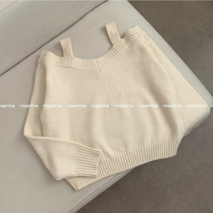 Vネックワンオフニット(5color)