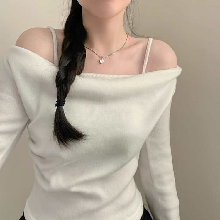 ドレープオフショルダー長袖Tシャツ(5color) IVORY