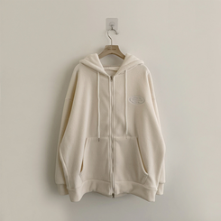 刺繍ストリングフードジップアップ