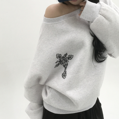 【起毛】クロスオフルーズトレーナー MELANGE WHITE