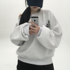 【起毛】クロスオフルーズトレーナー MELANGE WHITE