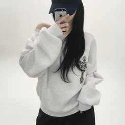 【起毛】クロスオフルーズトレーナー MELANGE WHITE