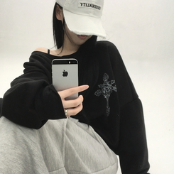 【起毛】クロスオフルーズトレーナー BLACK