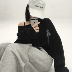 【起毛】クロスオフルーズトレーナー BLACK