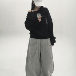 【起毛】クロスオフルーズトレーナー BLACK