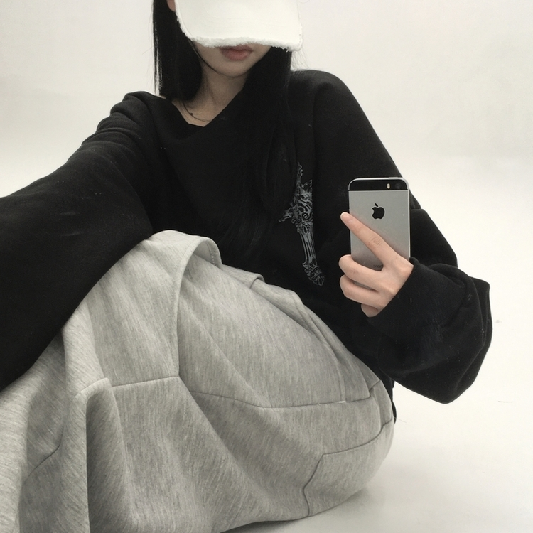 【起毛】クロスオフルーズトレーナー BLACK