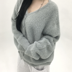 ブラシアンゴラニットカーディガン SKY BLUE