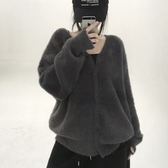 ブラシアンゴラニットカーディガン CHARCOAL