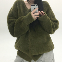 ブラシアンゴラニットカーディガン KHAKI