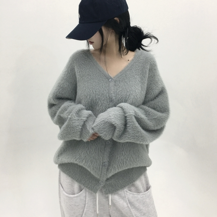 ブラシアンゴラニットカーディガン SKY BLUE