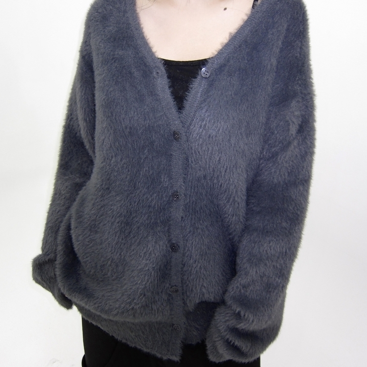 ブラシアンゴラニットカーディガン CHARCOAL