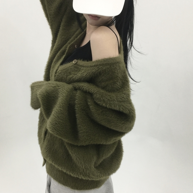 ブラシアンゴラニットカーディガン KHAKI