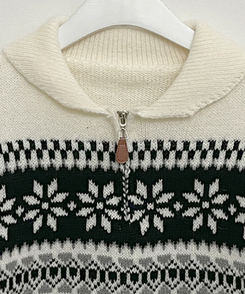 ノルディックパターンハーフジップアップニット