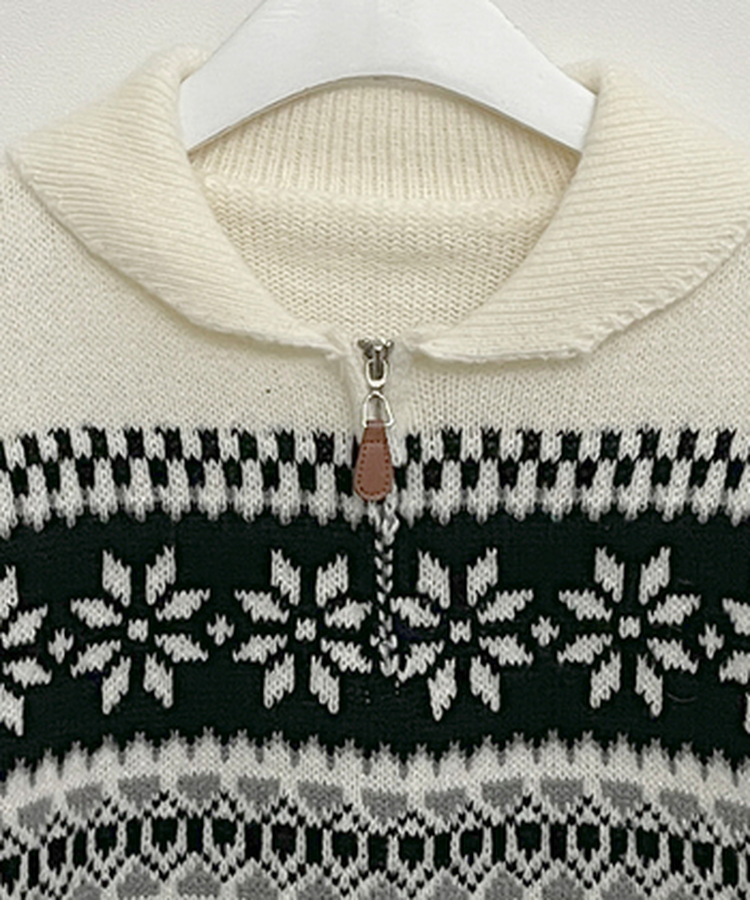 ノルディックパターンハーフジップアップニット