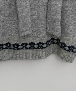 【ショール付き】ペイズリーリボンニット