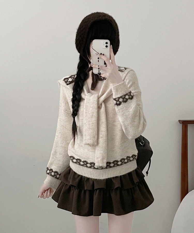 【ショール付き】ペイズリーリボンニット IVORY