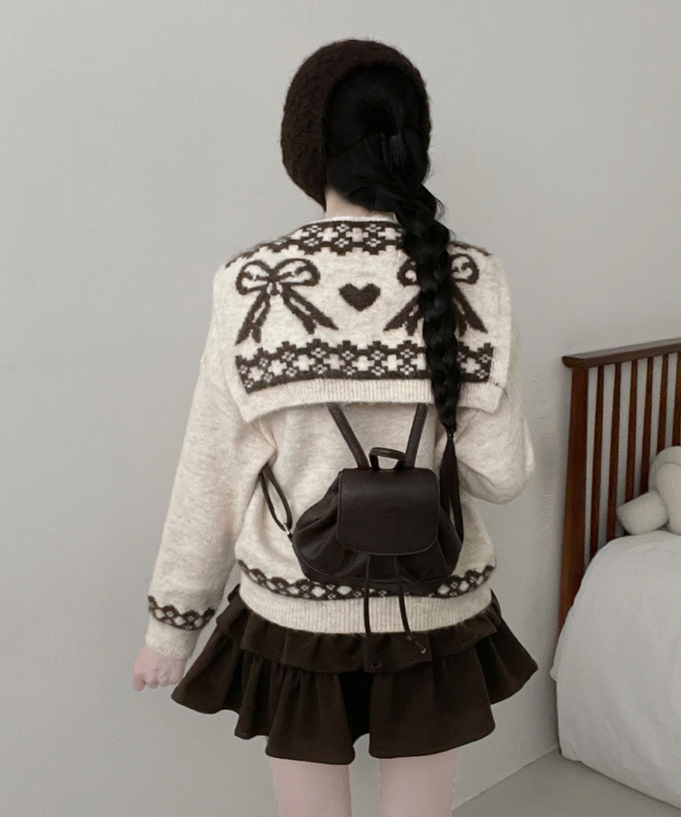 【ショール付き】ペイズリーリボンニット IVORY