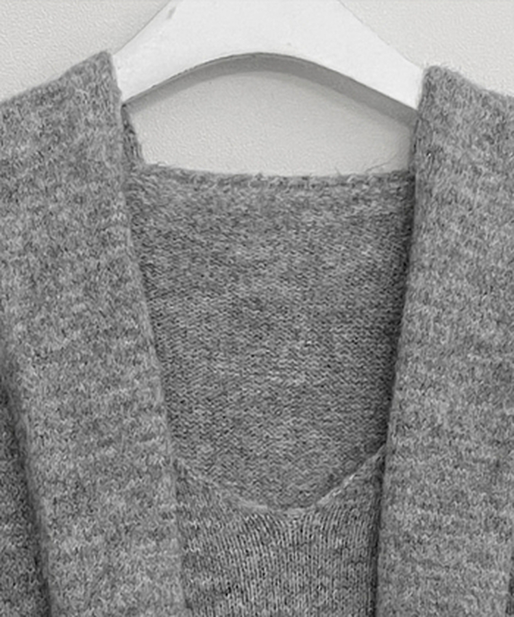 【ショール付き】ペイズリーリボンニット