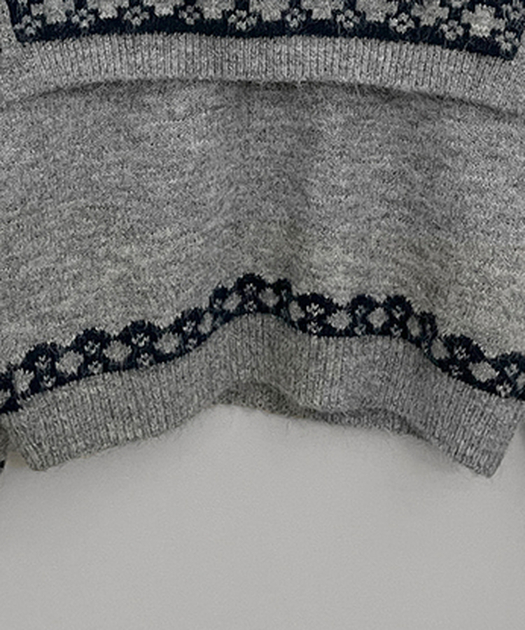 【ショール付き】ペイズリーリボンニット