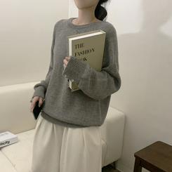 袖ボタンアルパカニット(6color) LIGHT BROWN