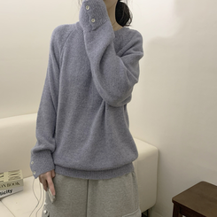 袖ボタンアルパカニット(6color) SKY BLUE