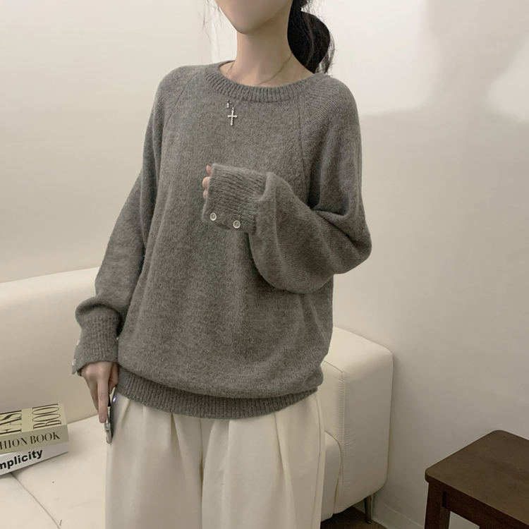 袖ボタンアルパカニット(6color) LIGHT BROWN