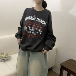 【起毛】レタリングプラウンドトレーナー(5color) CHARCOAL