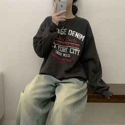 【起毛】レタリングプラウンドトレーナー(5color) CHARCOAL