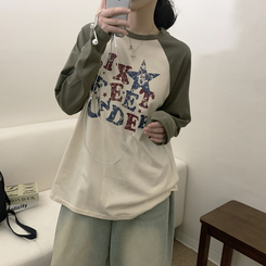 ビンテージラグランバイカラー長袖Tシャツ BEIGE